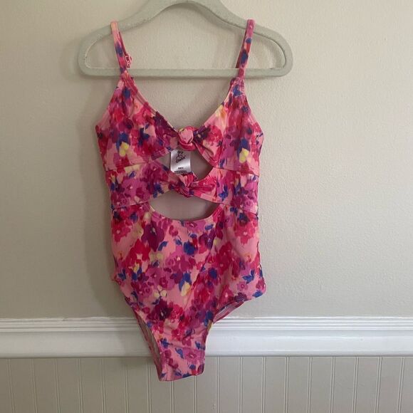 Art Class Girls Cut Out One piece Floral Swimsuit Size Small - Picture 2 of 7